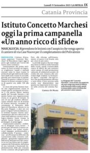 Articolo su La Sicilia dell'11/09/2023