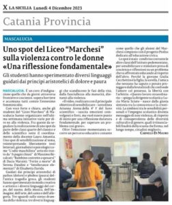 Articolo La Sicilia del 4 12 2023
